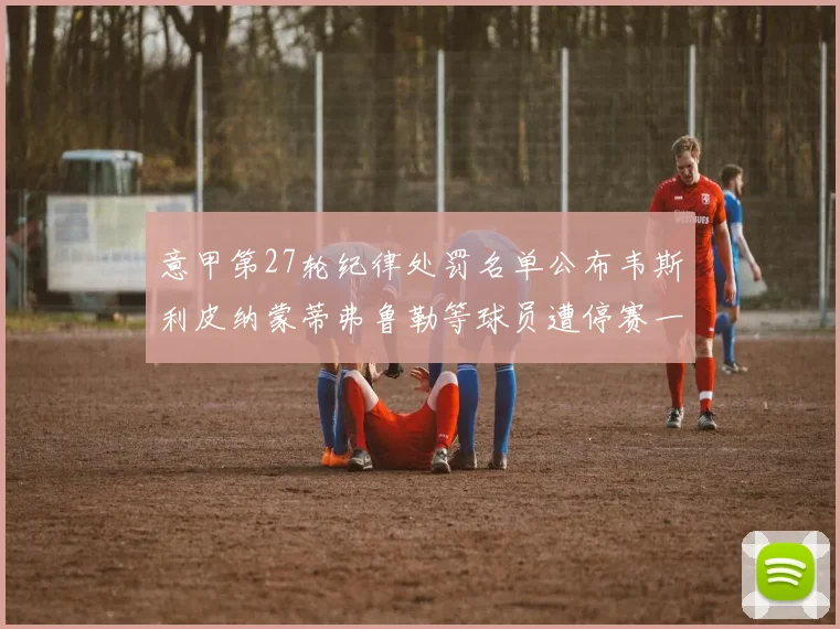 意甲第27轮纪律处罚名单公布韦斯利皮纳蒙蒂弗鲁勒等球员遭停赛一轮